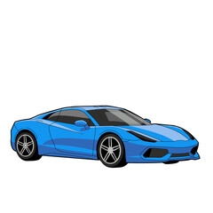 Fototapeta premium Blue sports car illustration with modern aerodynamic design isolated on white background. Perfect for racing themes, automotive branding, speed concepts, and transportation illustrations