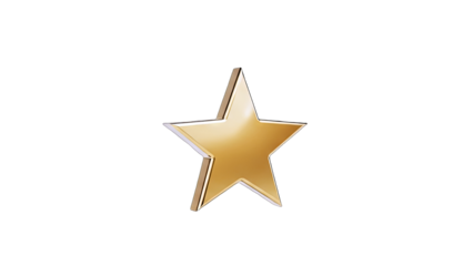 3D Golden star award symbol on transparent background