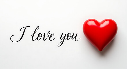 Heartfelt message with red heart on white background