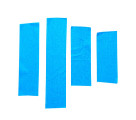 Strips of blue masking tape on white background