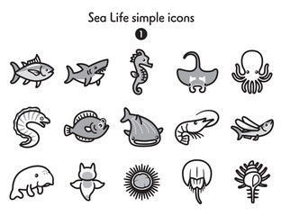 シンプルアイコン集 海の生き物1 © Armadilloz