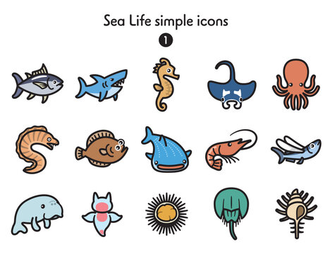 シンプルアイコン集 海の生き物1