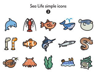 シンプルアイコン集 海の生き物3 © Armadilloz