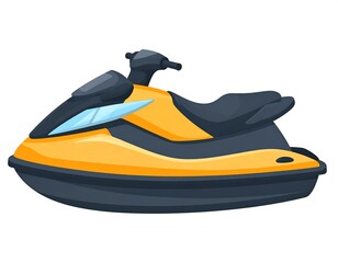 Vector illustration of a bright yellow and black personal watercraft, isolated on white
