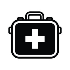 Fototapeta premium First aid kit icon black white