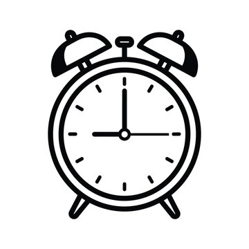 Black alarm clock icon on white background