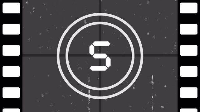 10 Film countdown timer retro vintage cinema intro movie start five number suitable for opening sequences, video projects, transitions, or nostalgic themes