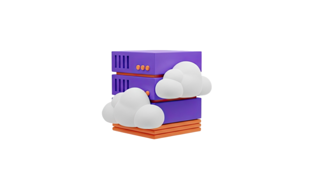 3D Cloud Computing Server Icon on transparent background - Powered by Adobe