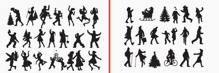 jumping people silhouettes vector, dancing action poses, energetic human clipart, movement people svg, active lifestyle illustration, black action silhouettes, motion human vector art, performance gra © Geetaroy