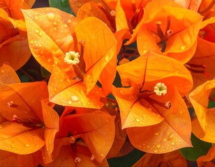 orange bougainvillea flowers close up