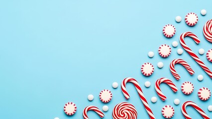 Christmas Candy Cane Backgrounds Holiday Treats Festive Mint Candies Copy Space