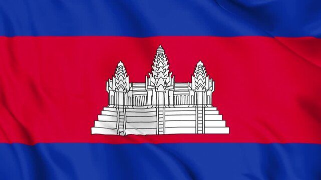 Realistic Cambodia Flag Waving, 4K Seamless Loop, 3D Animation of National Symbol