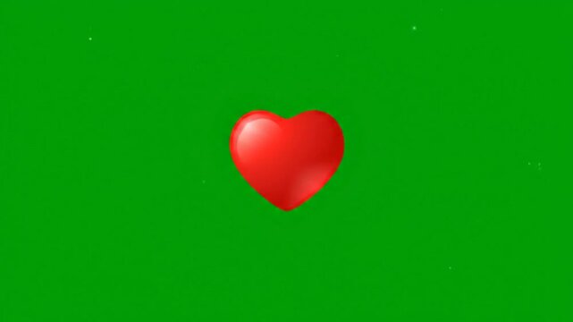 P295-Red heart appearing on green screen vector animation after double tap or like on instagram normal 4K 10s