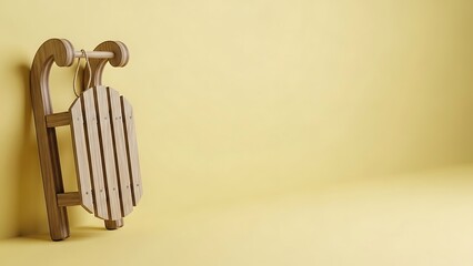 Wooden Sled Isolated Object. Winter Holiday Vacation Equipment. Sport Fun Recreation