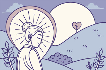 Heart glowing with light