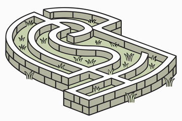 Maze shaped like a dollar sign