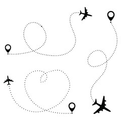 Airplanes With Dotted Route Design