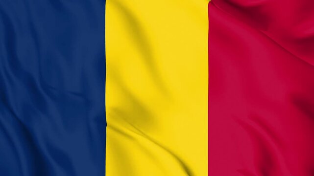 Realistic Chad Flag Waving, 4K Seamless Loop, 3D Animation of National Symbol