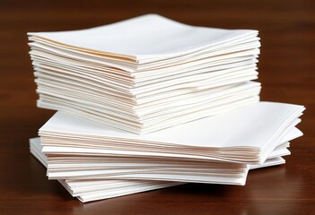 Stack of pristine white paper napkins, folded neatly,  elegant, napkins