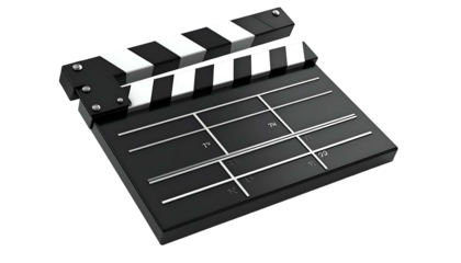 Black and white striped clapperboard for film production preparation