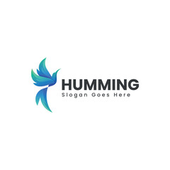 Gradient Modern Humming Bird Logo Design