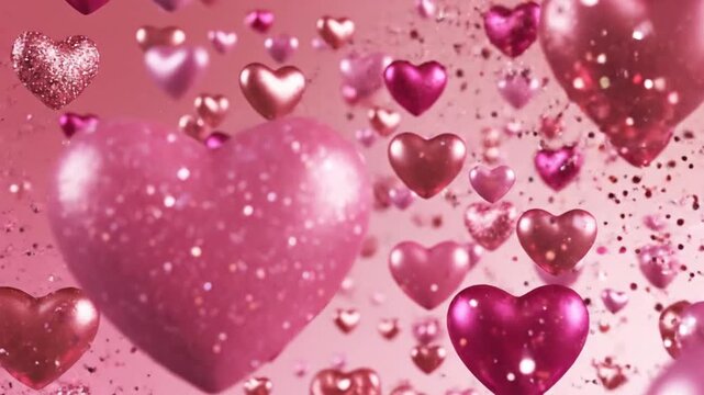 P377-Cute Girly Pink Heart Background 4K 10s