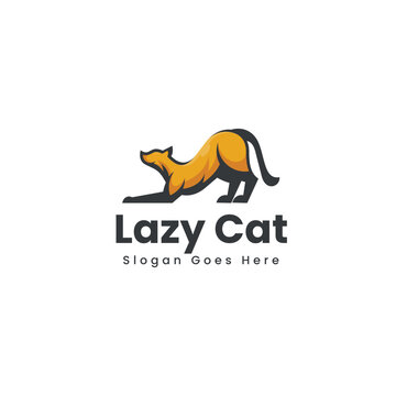 Mascot Character Lazy Cat Logo Design