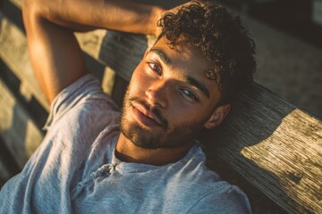 Relaxed young man enjoying outdoors