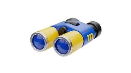 3D Cartoon Binoculars on transparent background