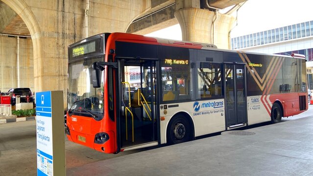 Transjakarta Metrotrans Bus at Halim Station, Jakarta - October 12, 2025