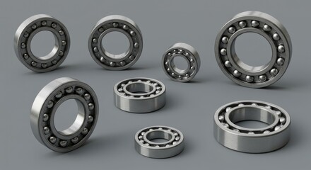 Set of polished metal bearings