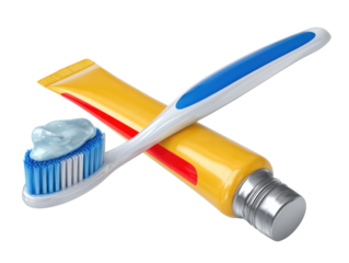 Oral Hygiene Essentials: Close-up composition of a toothbrush, toothpaste, and tube, perfect for dental care imagery, promoting good habits