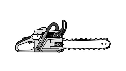 Naklejka premium Black and White Illustration of Chainsaw.