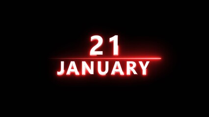 January date 21 text illustration. January Calendar date number. First month of the year.
