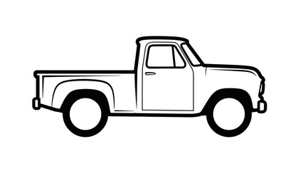 Vintage Pickup Truck Side View Illustration.