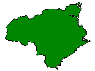 徳島県の地図（縁取りグリーン）