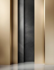 Minimal luxury 2026 design featuring vertical metallic planes and smooth stone textures with elegant lighting for premium modern background compositions