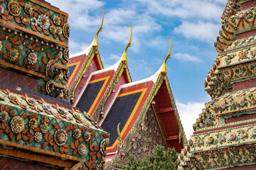 Colorful temple complex of Bangkok's Wat Pho, or Phra Chetuphon Wimon Mangkhalaram Rajwaramahawihan - Bangkok, Thailand	