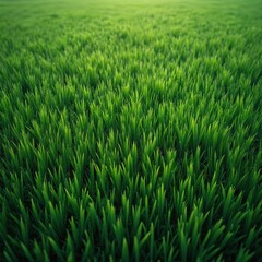 Obraz premium Bright green meadow grass texture, fresh field blades growing close together. Lush natural background pattern, useful for summer or spring nature themes.