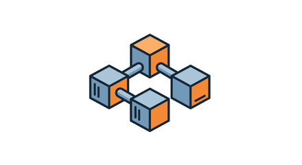 Obraz premium Abstract illustration of interconnected cubes representing network and data.