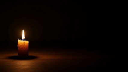 Burning Candle Flame Light In Dark Still Life Wax Hope Peace