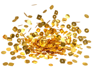 Golden coins erupting in a celebratory burst