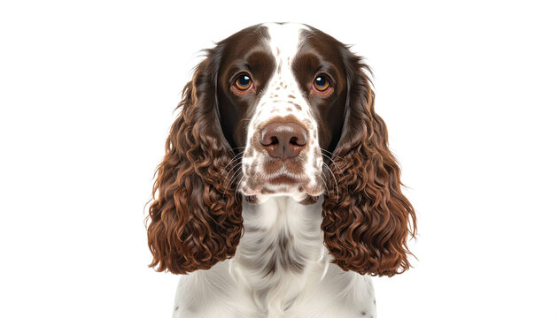 Portrait Of English Springer Spaniel Head Isolated On White Background