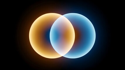 Abstract Blue and Orange Overlapping Circles with Glowing Effect
