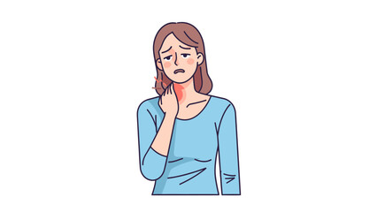 Illustration of a worried woman touching her face with a pained expression