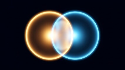 Abstract Blue and Gold Overlapping Circles on Dark Background