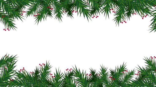 Classic Christmas Pine Branch and Red Berry Frame