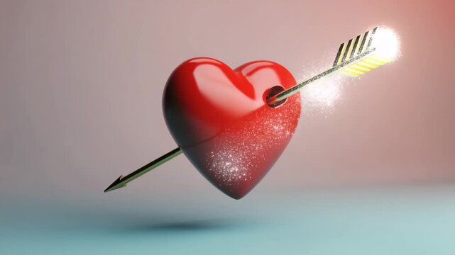 3D red heart with arrow stacked in the center.ai  