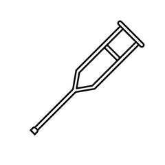 Crutch icon medical aid mobility walking stick support, untuk healthcare design, rehabilitation, disability assistance, medical equipment, dan wellness applications.