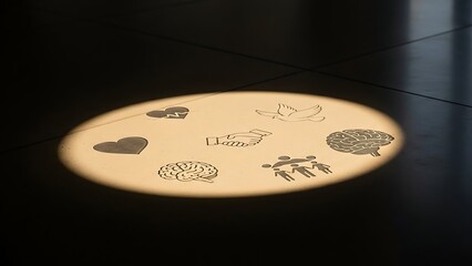Illustration of Emotions and Relationships on Floor in Spotlight